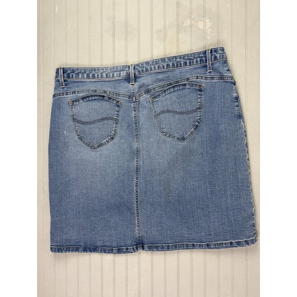 Lee Rider Size 20 Womens Skirt Knee Length Slim Fit Stretch Med Wash Str… - Picture 3 of 3